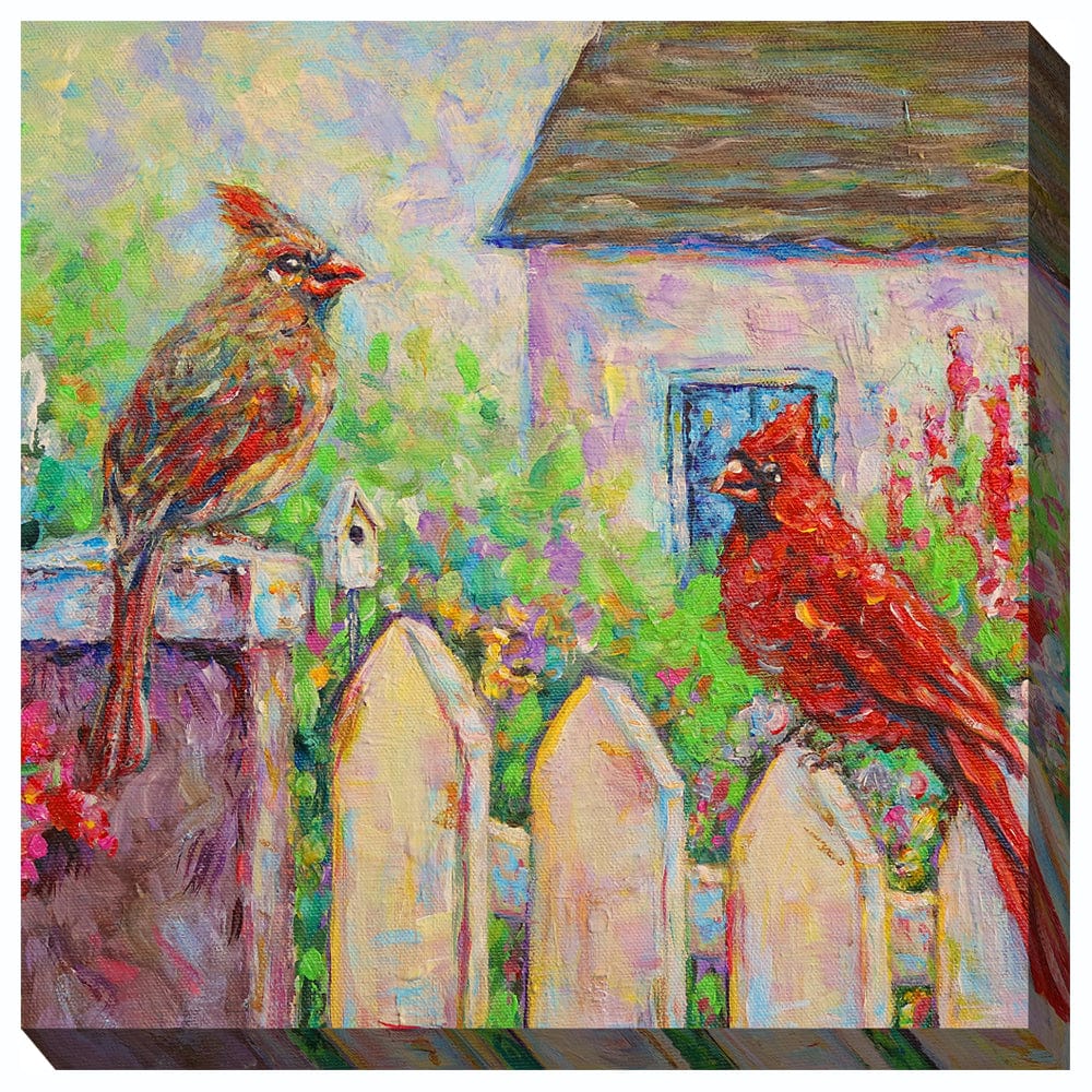 Cardinal on Fence Outdoor Canvas Art - Outdoor Art Pros