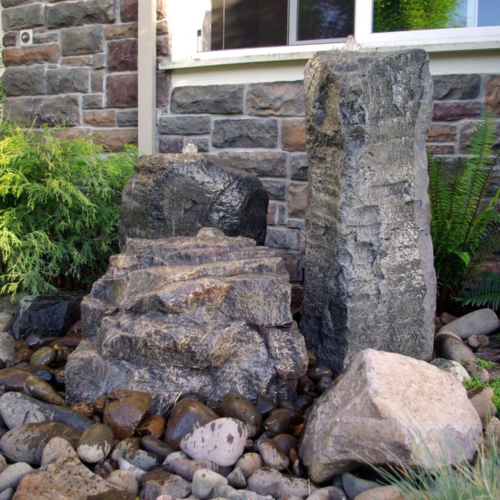 Cascade Mini-Mountain Spring Triple Stone Outdoor Fountain - Outdoor Art Pros