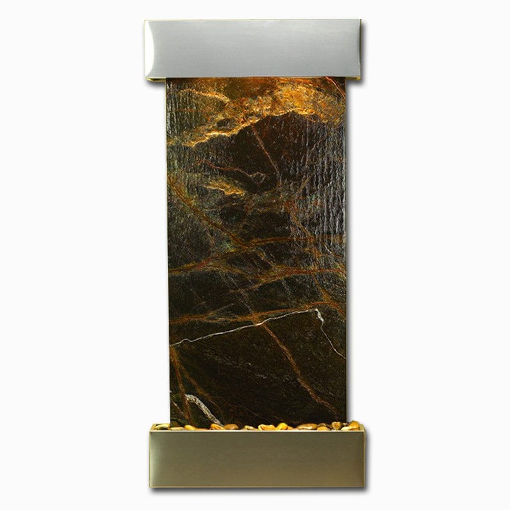 CascadeSprings-RainforestGreenMarble-StainlessSteel-Squared-White - Outdoor Art Pros