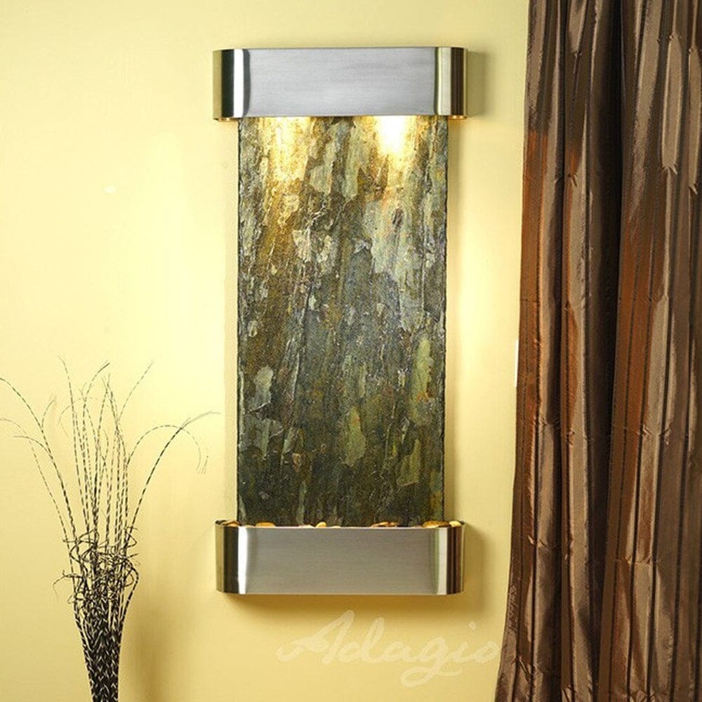 Cascade_Springs_Stainless_Steel_with_Rounded_Corners_with_Green_Slate - Outdoor Art Pros