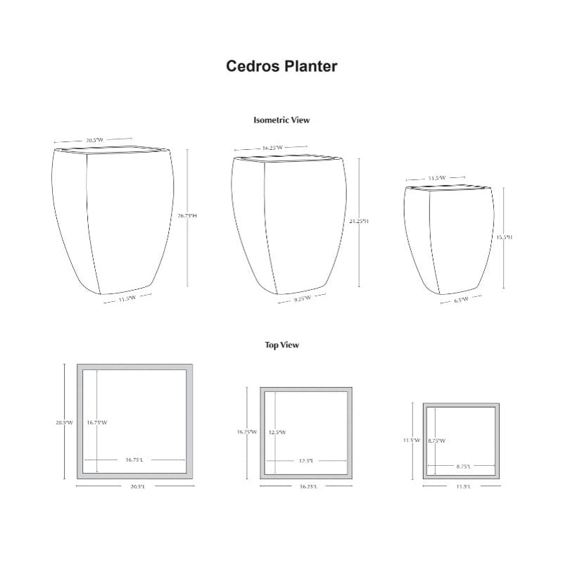 Cedros Planter - Set of 3 in Specs - Outdoor Art Pros