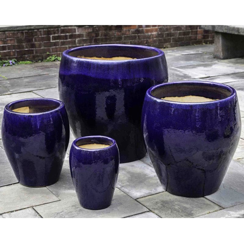 Chantal Glazed Terra Cotta Planter Set of 4 in Sapphire - Outdoor Art Pros
