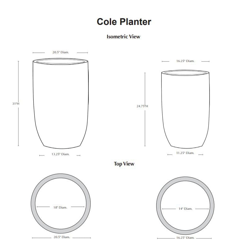 Cole Glazed Terra Cotta Planter Set of 2 Specs