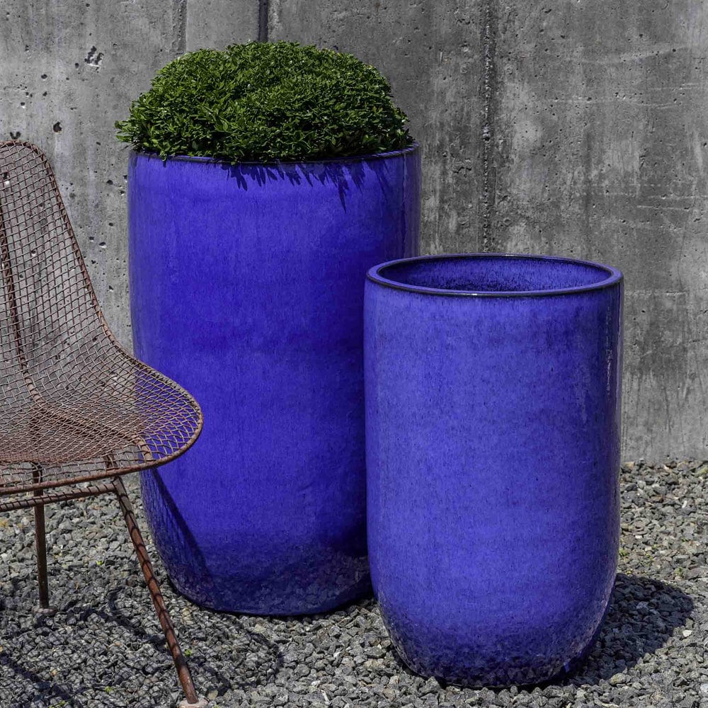 Cole Glazed Terra Cotta Planter Set of 2 in Riviera Blue - Outdoor Art Pros