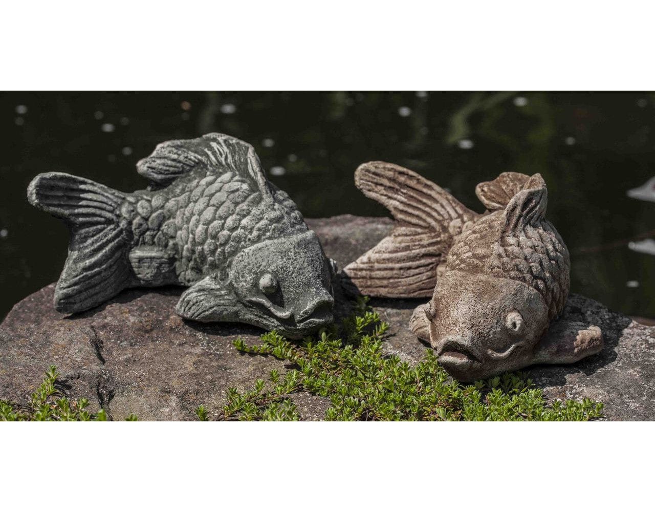 Coy Koi Cast Stone Garden Statue - Outdoor Art Pros