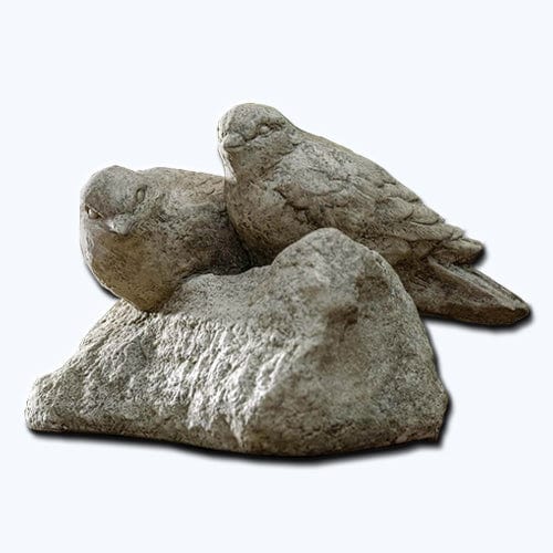 Coupling Two Birds on a Rock Cast Stone Statuary - Outdoor Art Pros