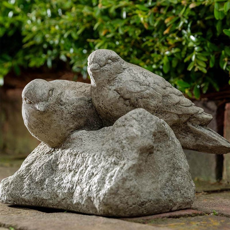 Coupling Two Birds on a Rock Cast Stone Statuary - Outdoor Art Pros