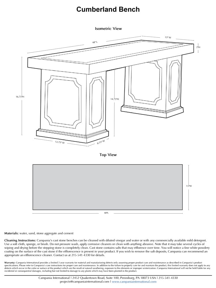 Cumberland Bench - Outdoor Art Pros