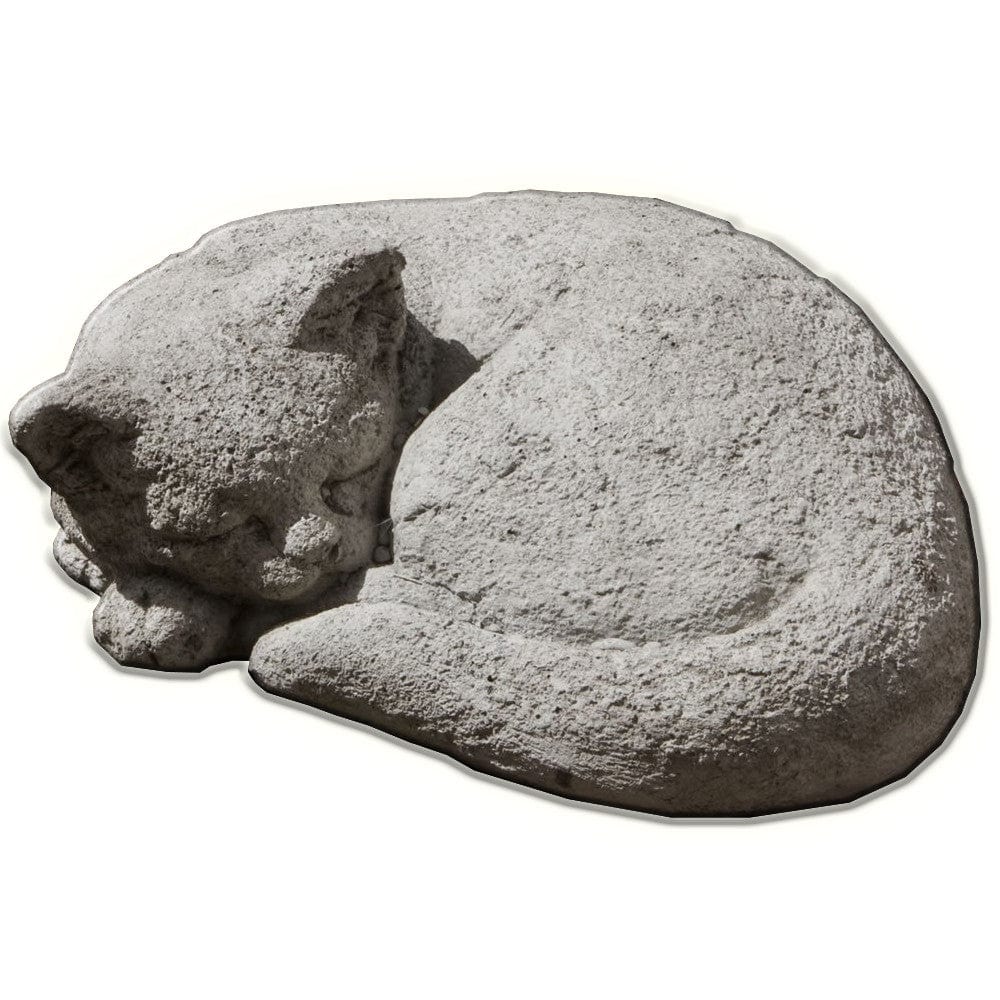 Curled Cat Small Cast Stone Garden Statue - Outdoor Art Pros