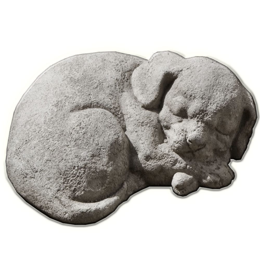 Curled Dog Small Cast Stone Garden Statue - Outdoor Art Pros