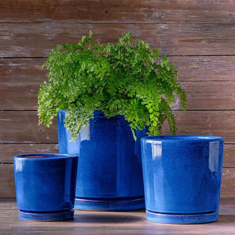 I/O 2 Cylinder Planter Set of 3 in Riviera Blue - Outdoor Art Pros