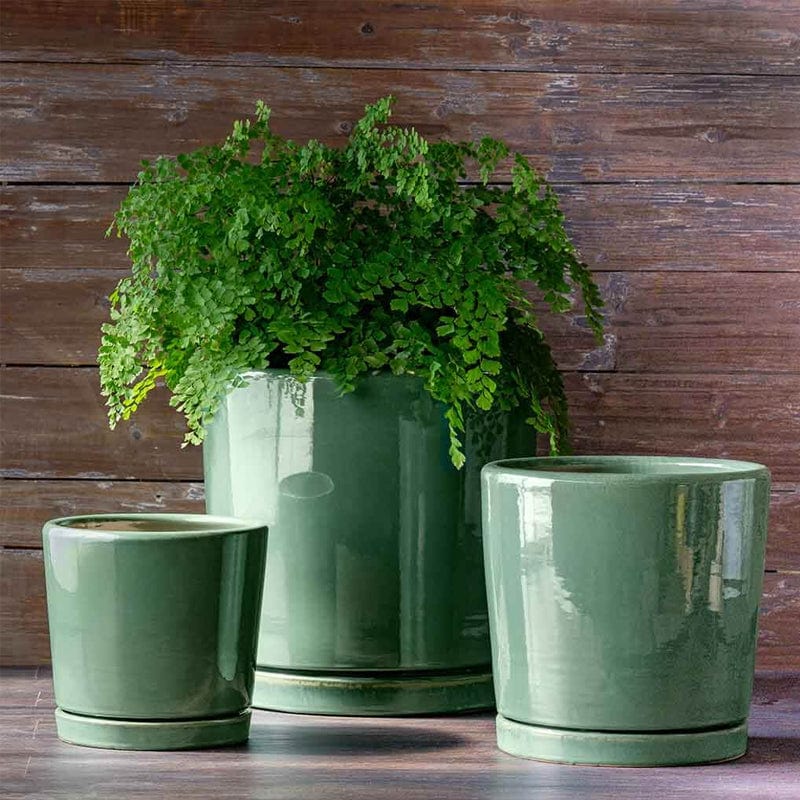 I/O 2 Cylinder Planter Set of 3 in Sea Green - Outdoor Art Pros