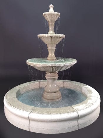 Dijon Tiered Outdoor Fountain with Fiore Pond, Gray - Outdoor Art Pros