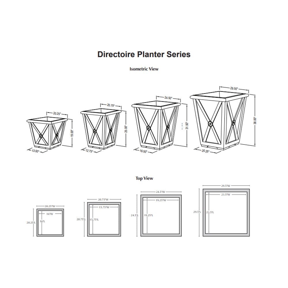 Directoire Planter Series Specs - Outdoor Art Pros