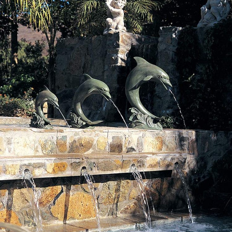 Brass Baron Small Single Dolphin Garden Accent and Pool Statuary in different sizes - Outdoor Art Pros