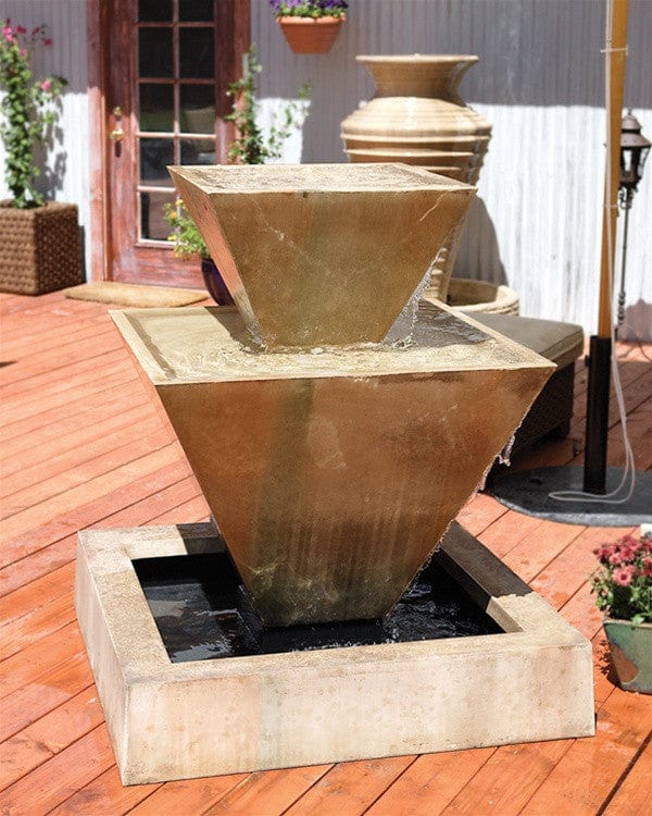 Double Oblique Garden Water Fountain - Fountains - Outdoor Art Pros