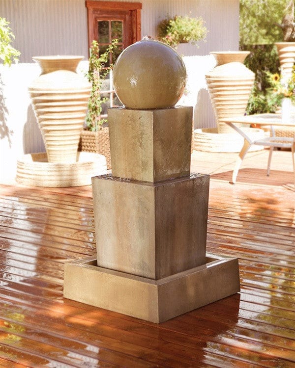 Double Obtuse With Ball Modern Water Fountain - Fountains - Outdoor Art Pros