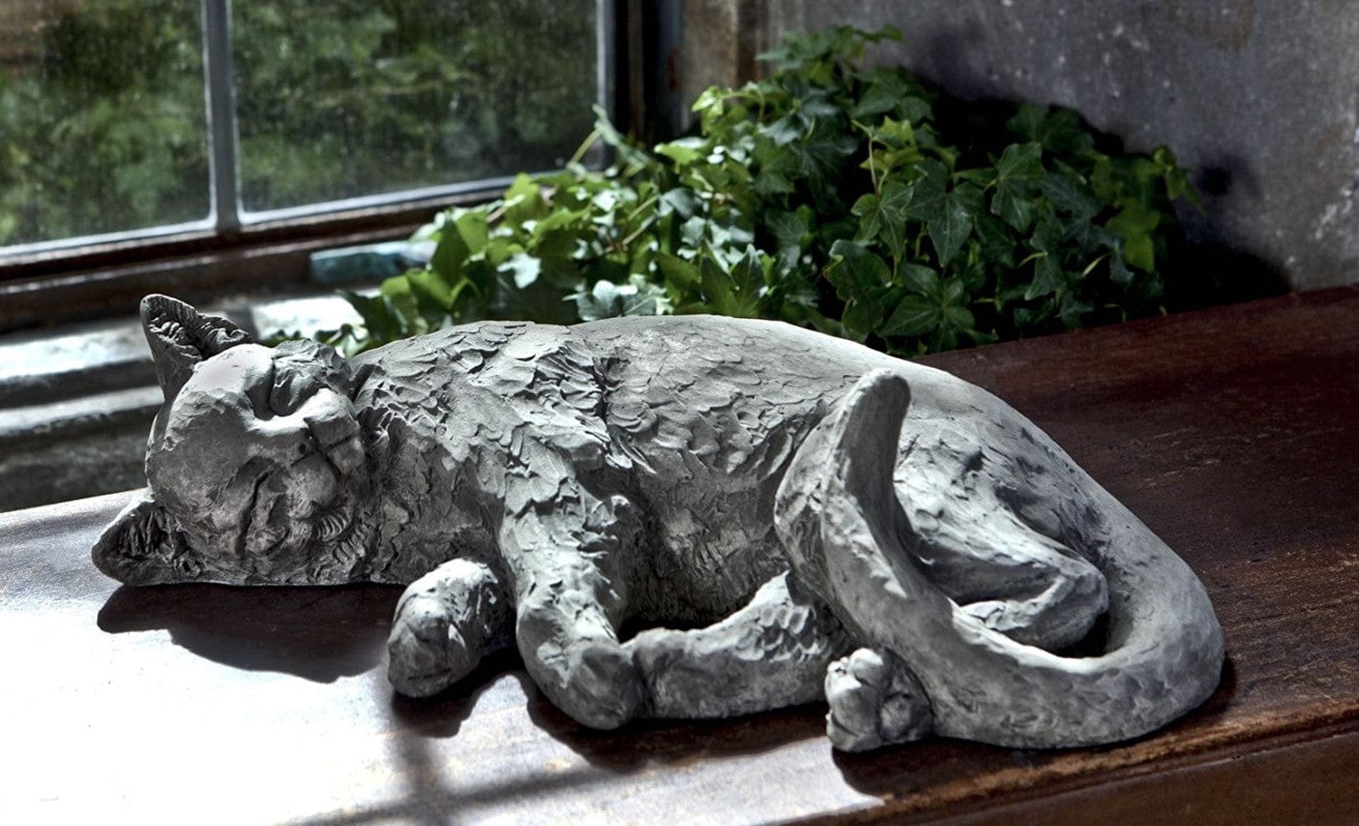 Dreaming Kitty Cast Stone Garden Statue - Outdoor Art Pros