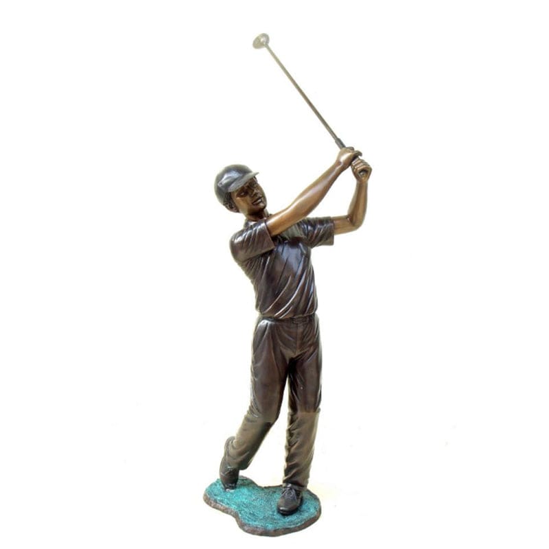 Brass Baron Boy Golfer Statue - Brass Baron -Outdoor Art Pros