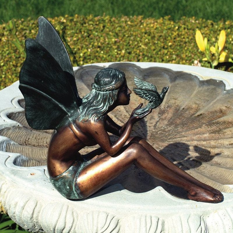 Bird Fairy Garden Statue - Brass Baron - Outdoor Art Pros