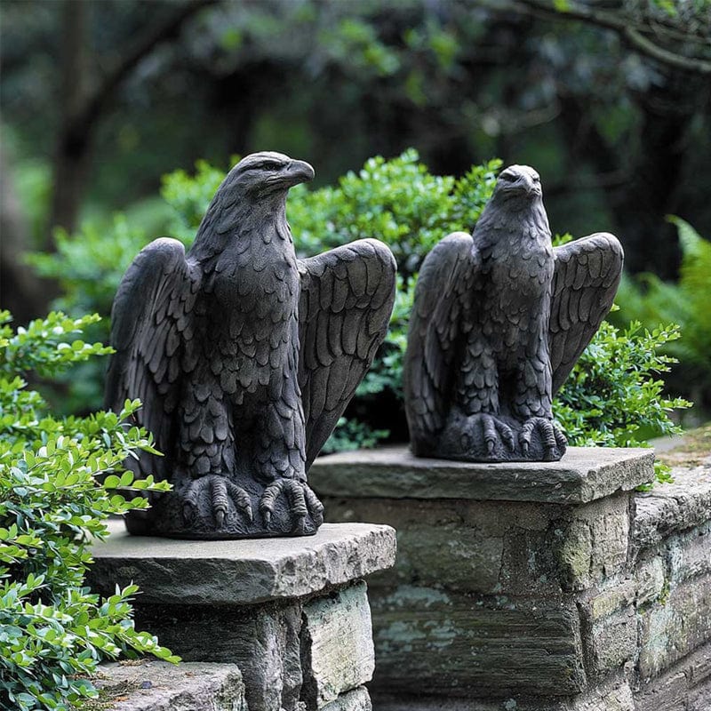 Eagle Looking Left and Right Cast Stone Statue - Outdoor Art Pros