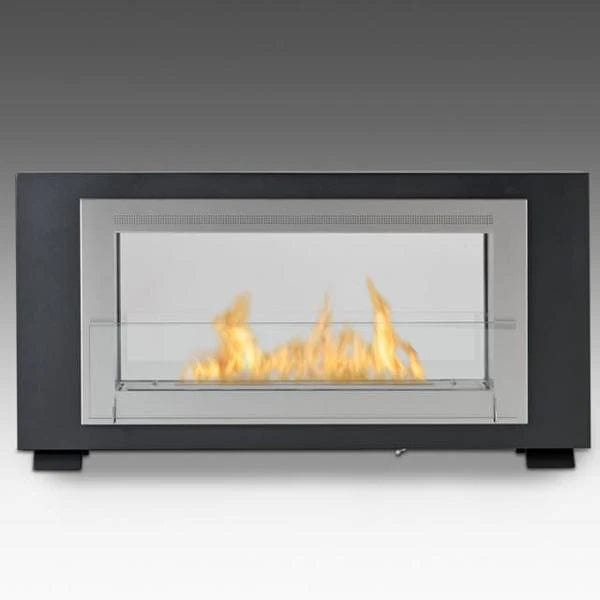 Eco-Feu Montreal 2-Sided Biofuel Fireplace in Matte Black with and Stainless Steel Interior - Outdoor Art Pros