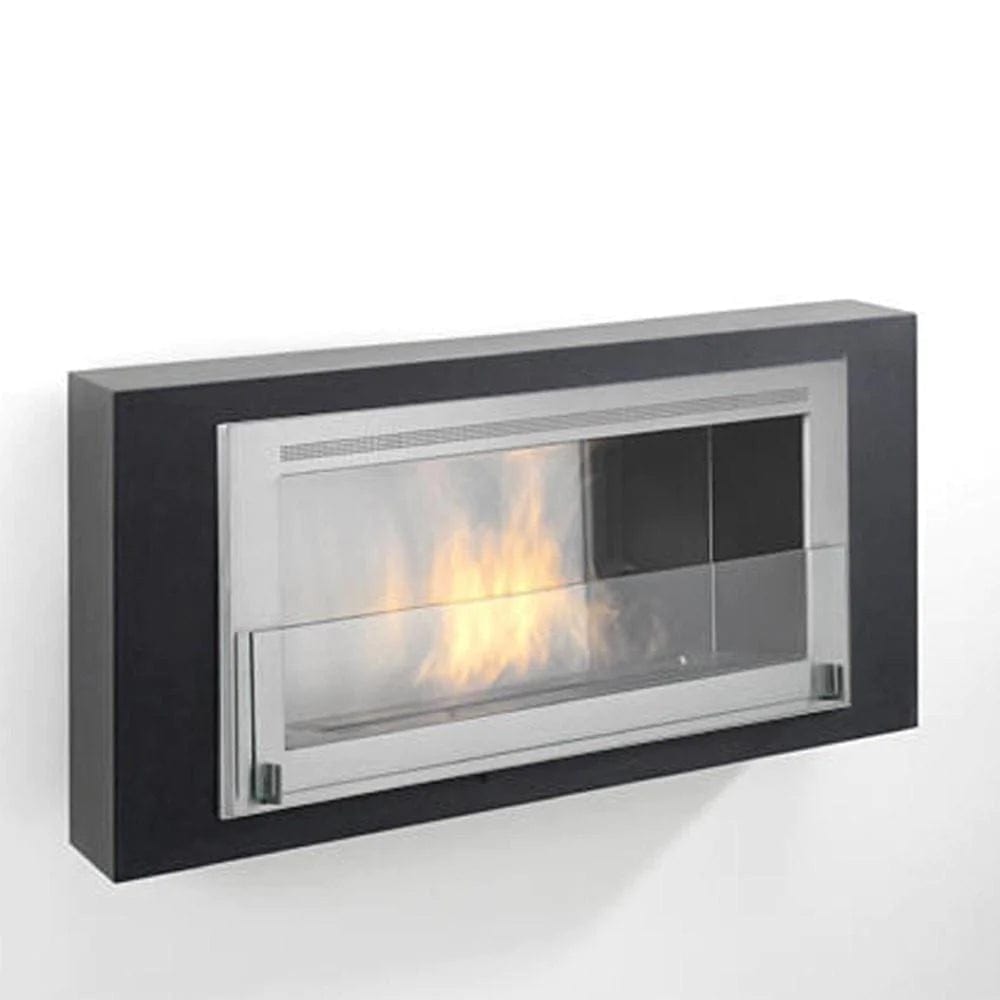 Eco-Feu Montreal Wall Mounted Matte Black With Stainless Interior Biofuel Fireplace - Outdoor Art Pros