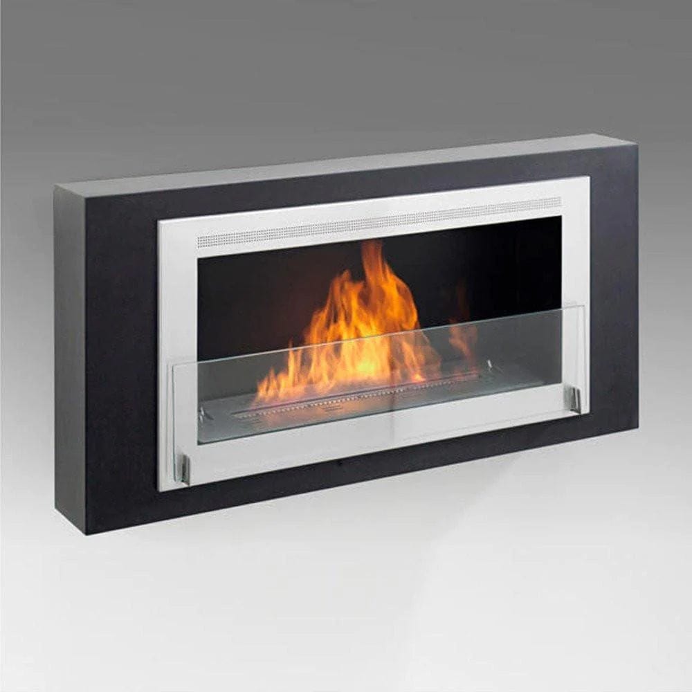Eco-Feu Montreal Wall Mounted Matte Black With Stainless Interior Biofuel Fireplace