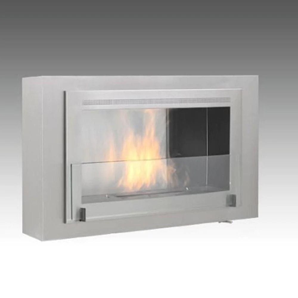 Eco-Feu Montreal Wall Mounted Matte Black with Stainless Molding Biofuel Fireplace