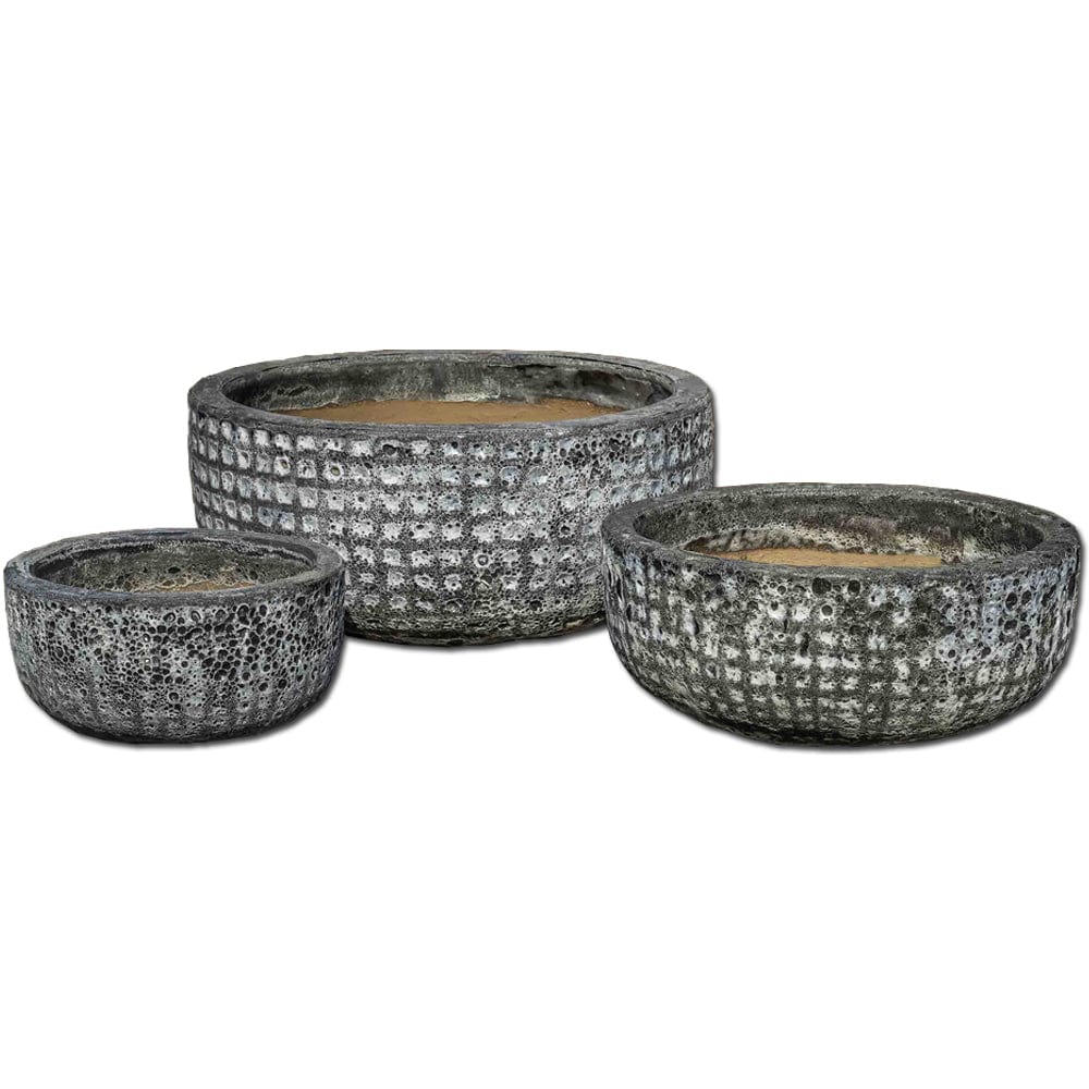 Escada Bowl Shaped Planter Set of 3 in Fossil Grey Finish - Outdoor Art Pros