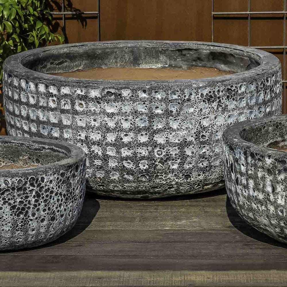 Escada Bowl Shaped Planter Set of 3 in Fossil Grey Finish - Outdoor Art Pros