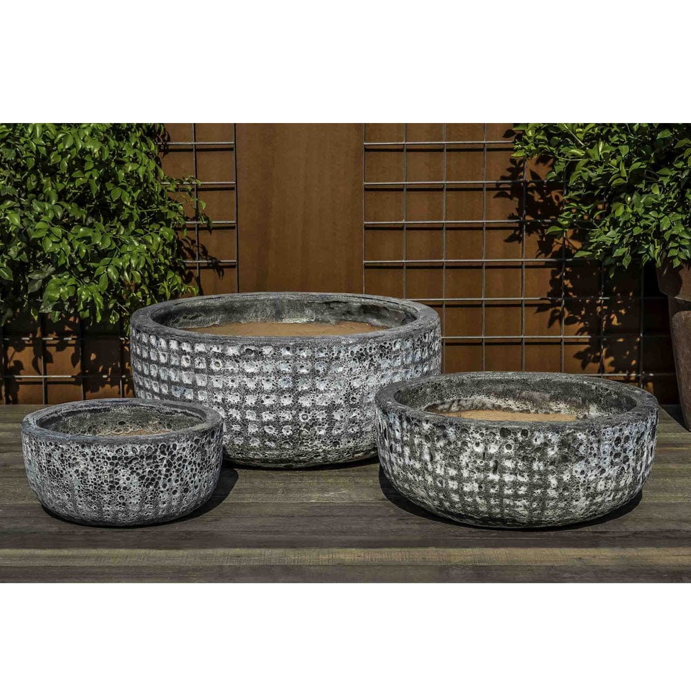 Escada Bowl Shaped Planter Set of 3 in Fossil Grey Finish - Outdoor Art Pros