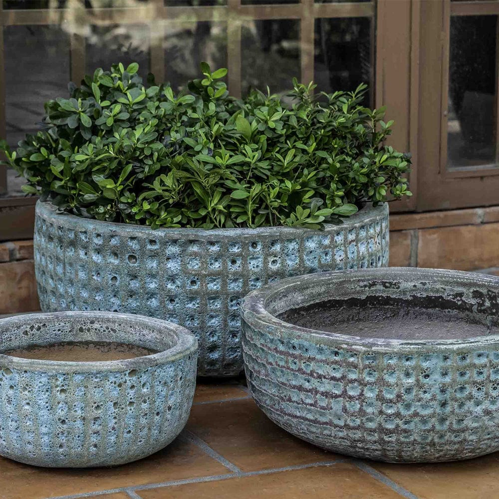 Escada Bowl Shaped Planter Set of 3 in Verdigris Finish - Outdoor Art Pros