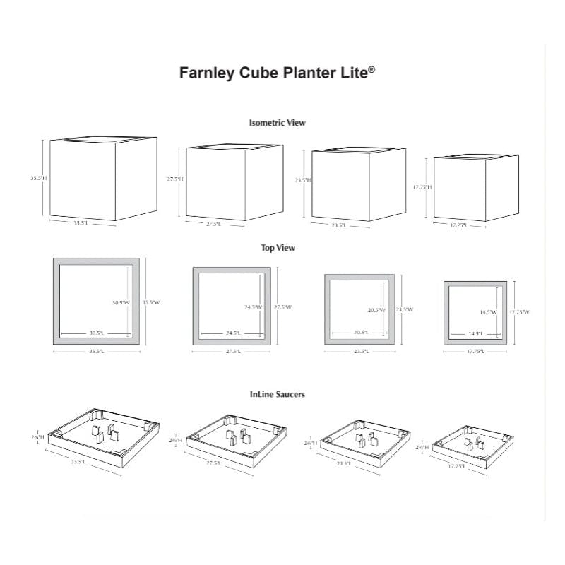 Farnley Cube Planter 3636 Lite® - Outdoor Art Pros