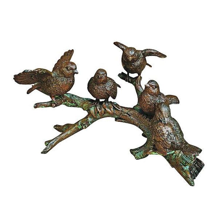 Five Birds on Branch Garden Statue - Brass Baron - Outdoor Art Pros