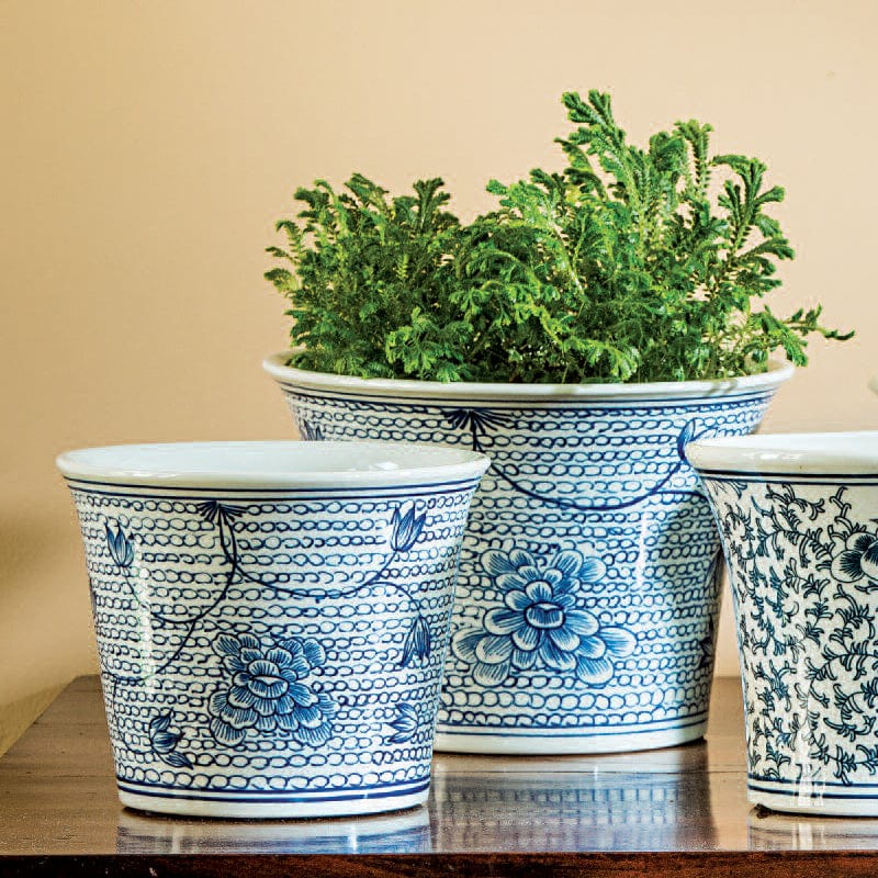 Flared Planter-Blue and White Mix Set of 6 - Outdoor Art Pros