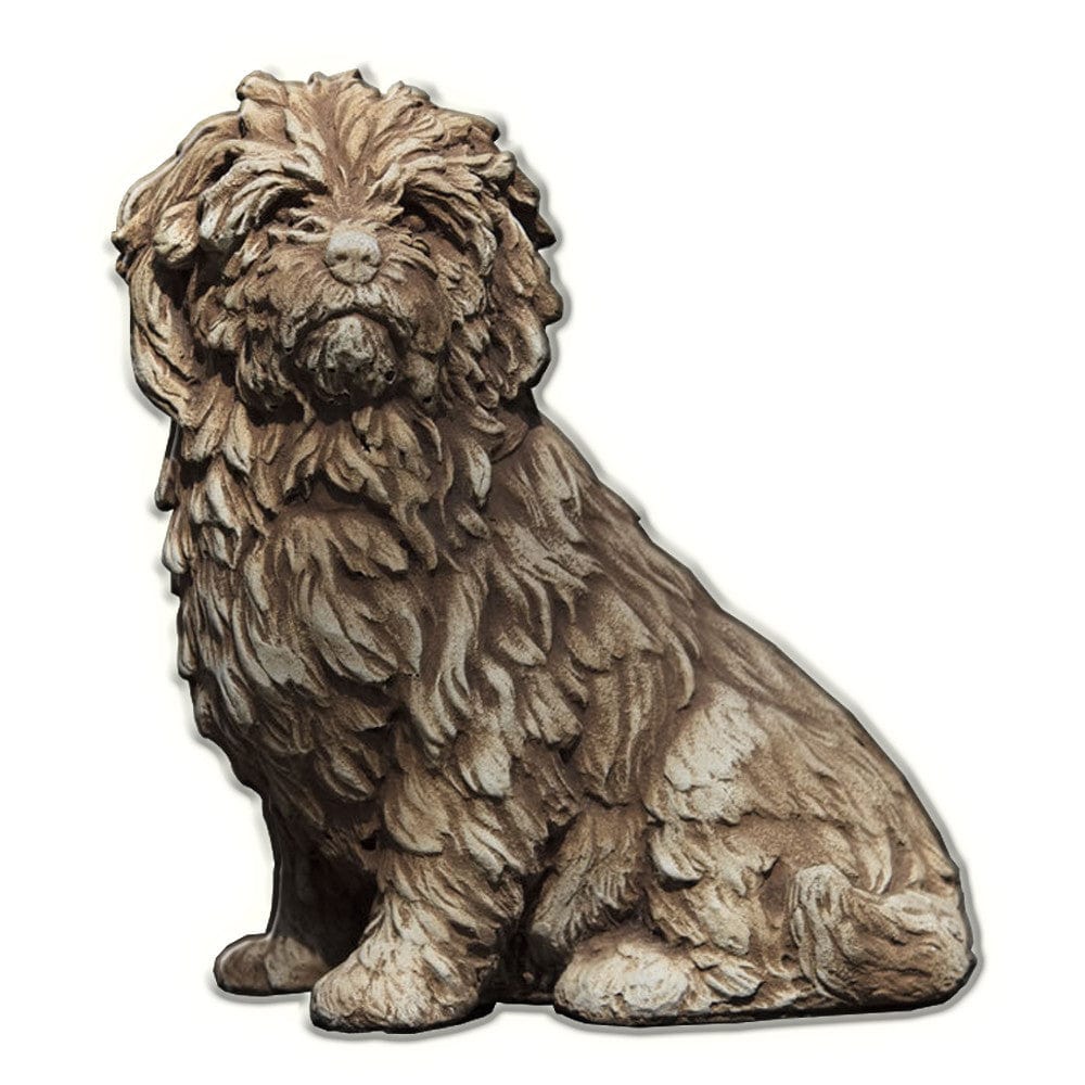 Fluffy Dog Cast Stone Garden Statue - Outdoor Art Pros