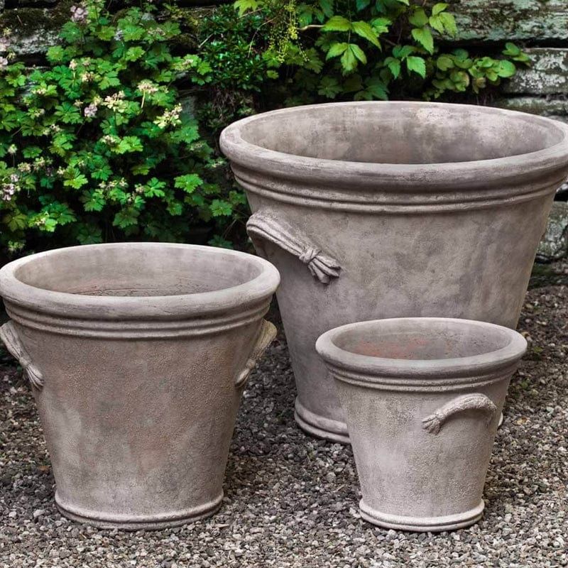 Fluted Handle Planter Set of 3 in Antico Terra Cotta - Outdoor Art Pros