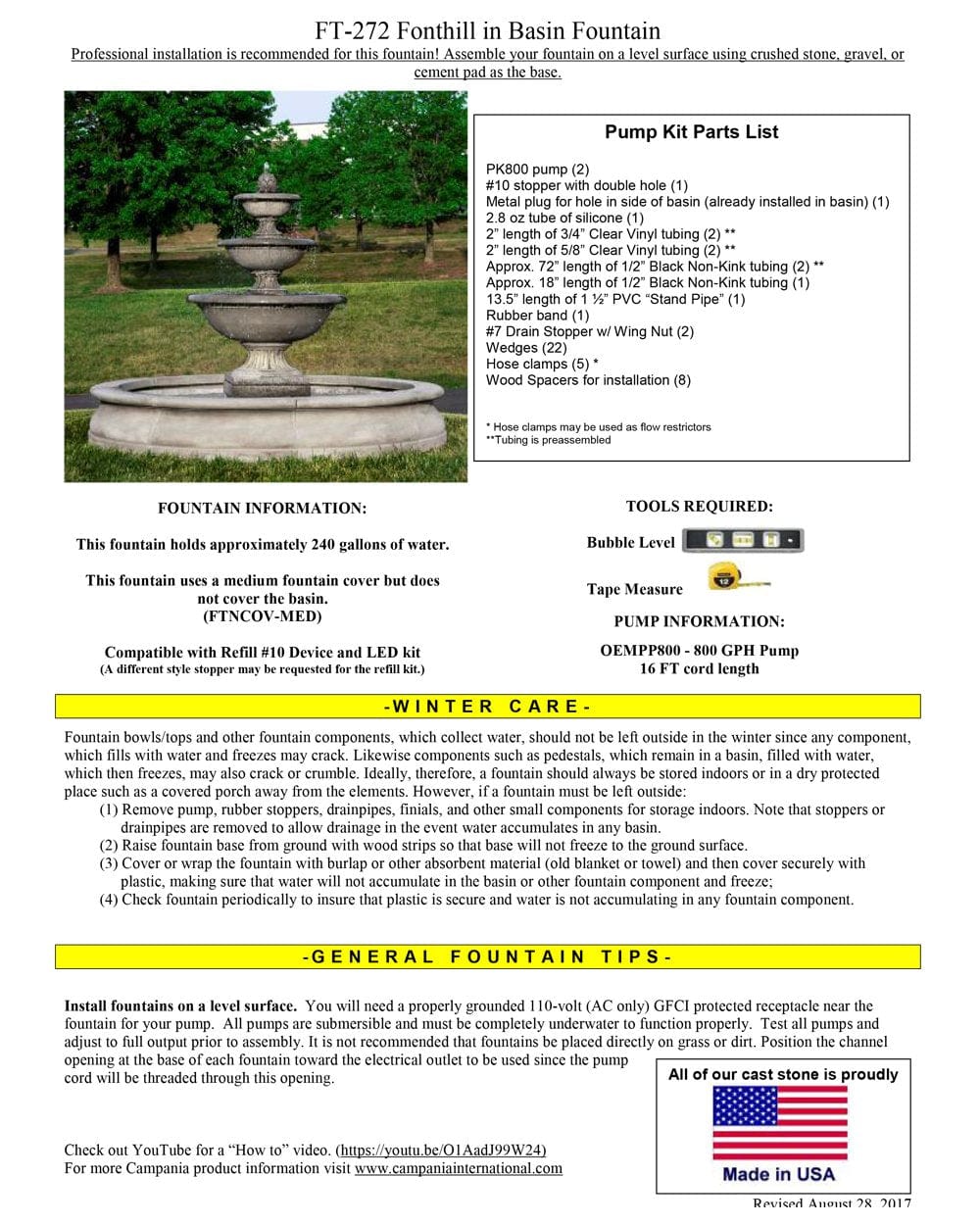 Fonthill Tiered Outdoor Water Fountain With Basin - Outdoor Art Pros