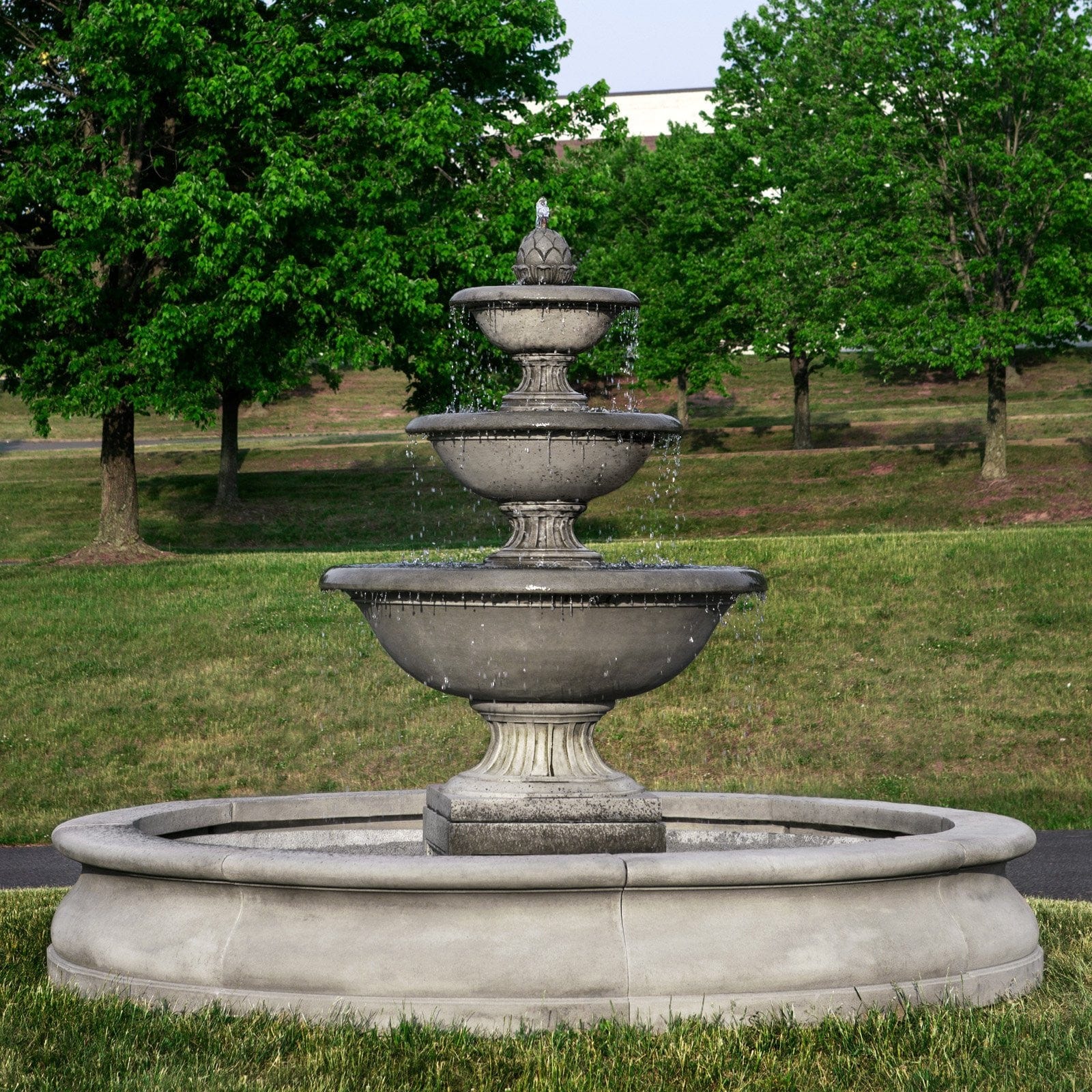 Fonthill Tiered Outdoor Water Fountain With Basin - Outdoor Art Pros