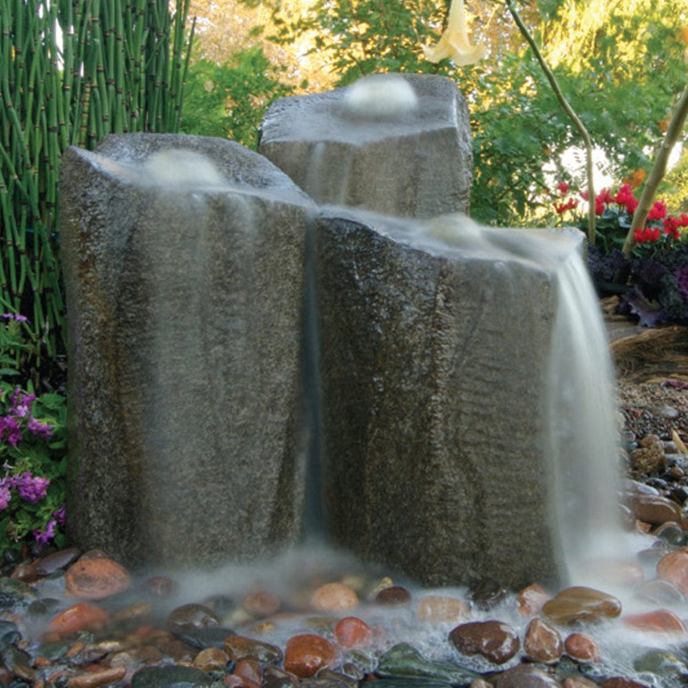 Triple Column Outdoor Fountain Rocks - Outdoor Art Pros
