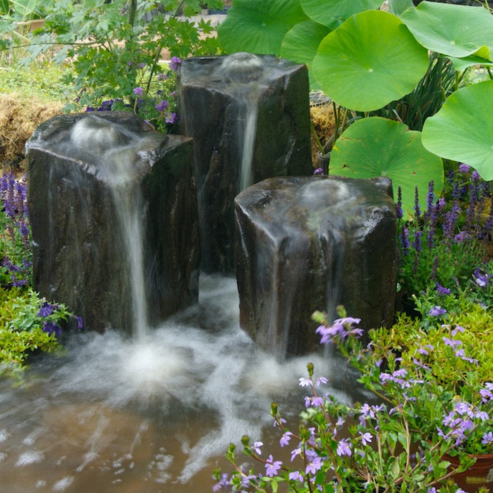 Triple Column Outdoor Fountain Rocks - Outdoor Art Pros