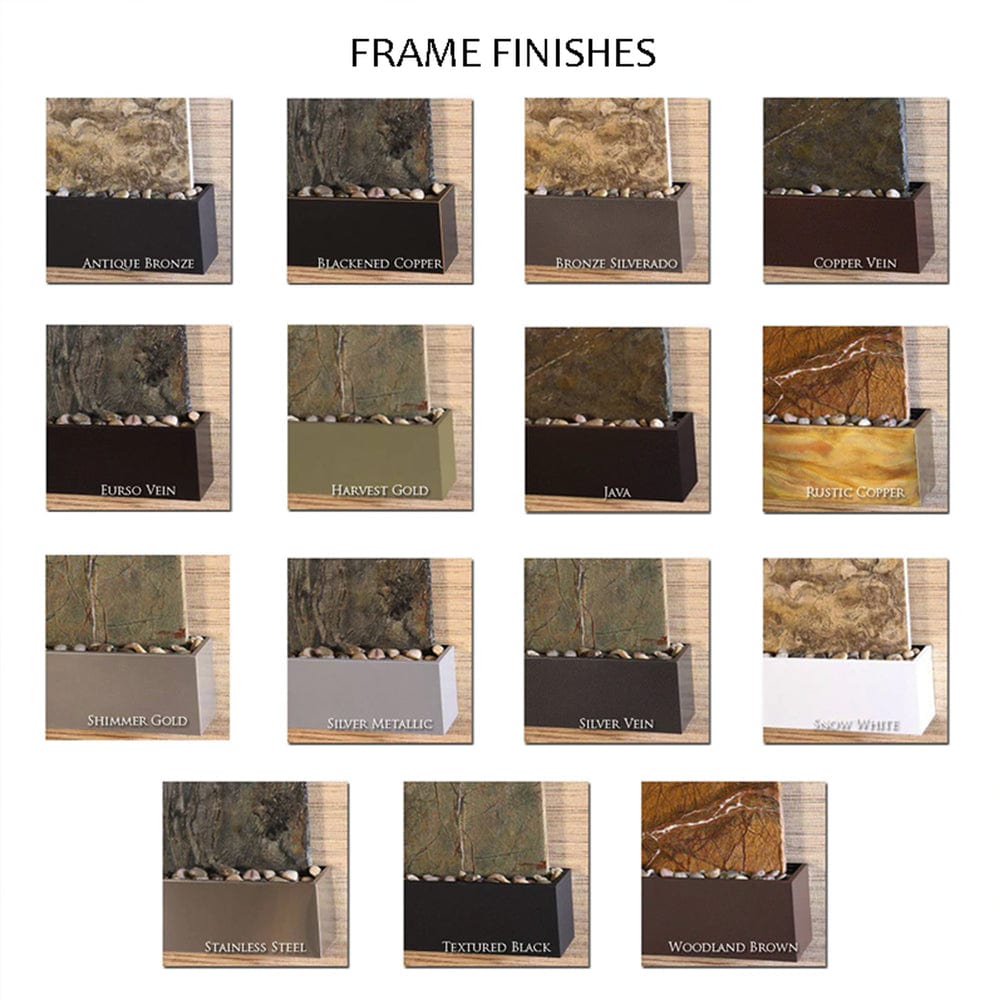Adagio Water Features Frame Finishes - Outdoor Art Pros