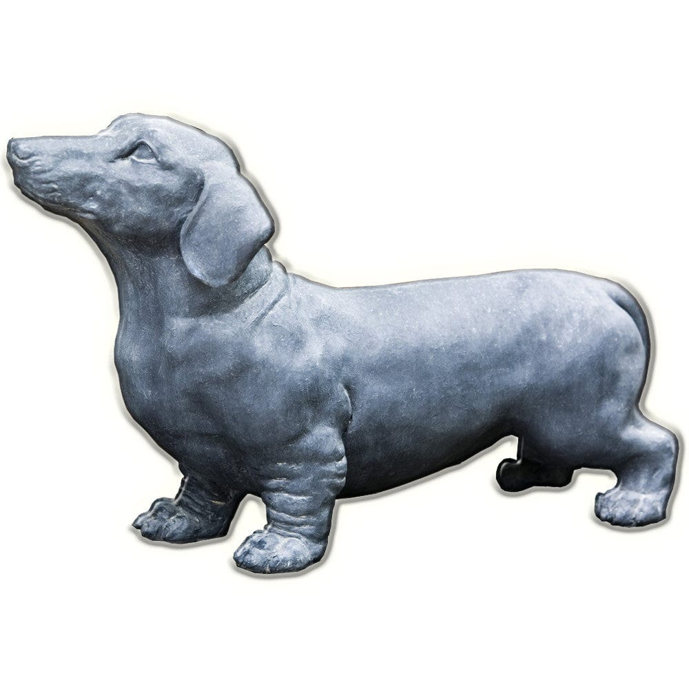 Fritz The Dachshund Dog Cast Stone Garden Statue -Statuary - Outdoor Art Pros