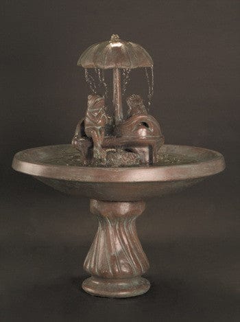 Frogs on Love Seat Cast Stone Fountain - Fountains - Outdoor Art Pros