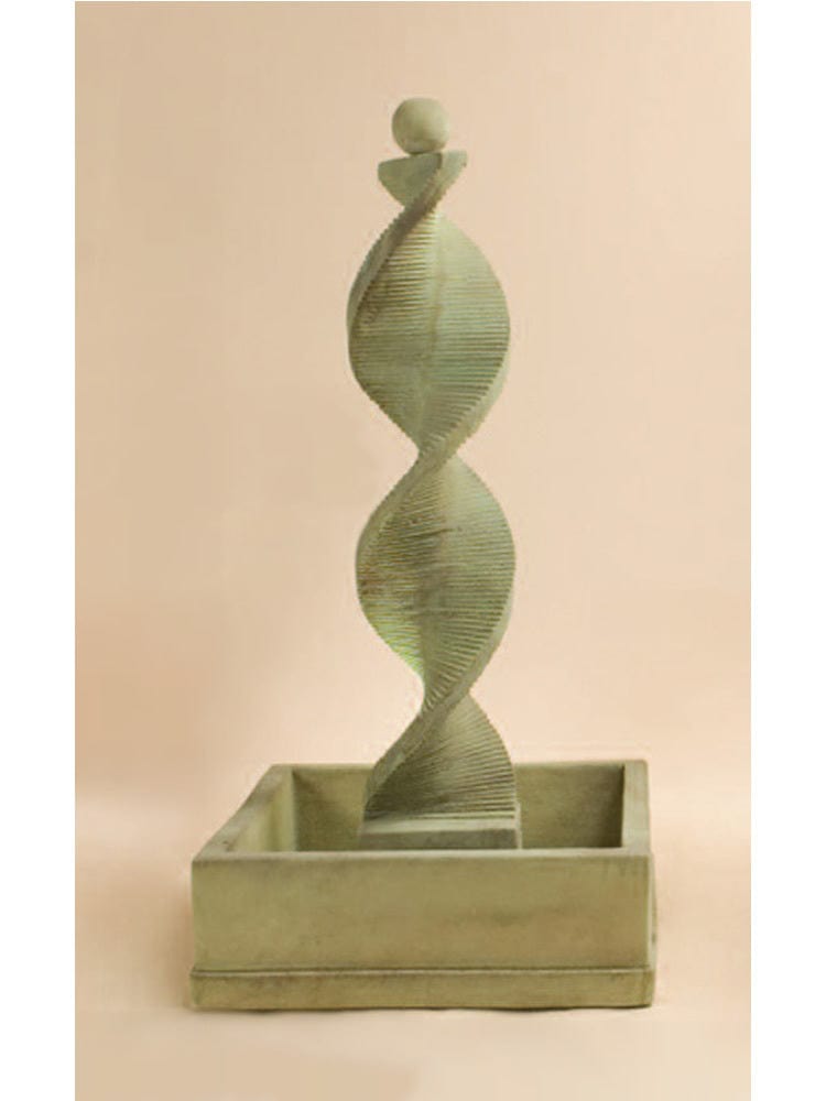 Water Spiral with Square Bowl and Ball Finial - Outdoor Art Pros