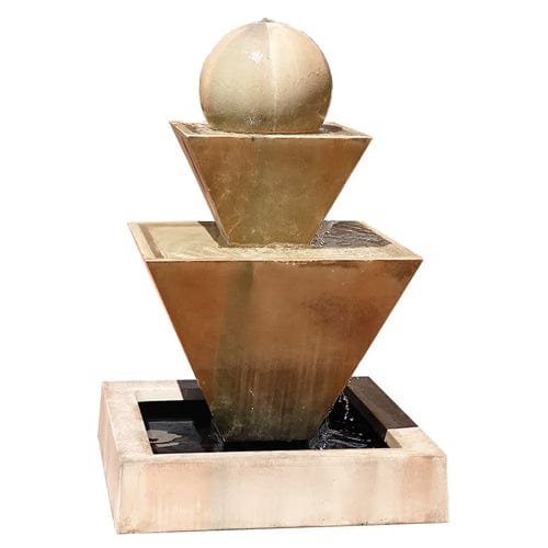 Double Oblique With Ball Outdoor Water Fountain - Fountains - Outdoor Art Pros