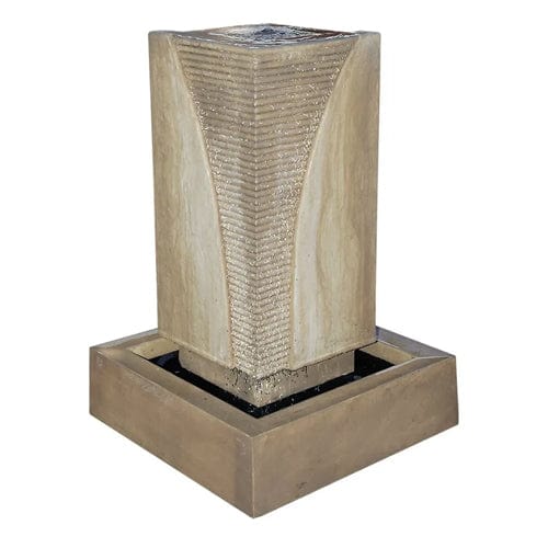 Ribbed Monolith Garden Water Fountain - Fountains - Outdoor Art Pros