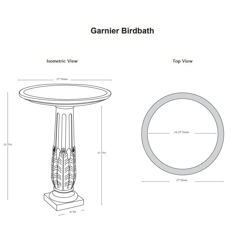 Garnier Birdbath - Outdoor Art Pros