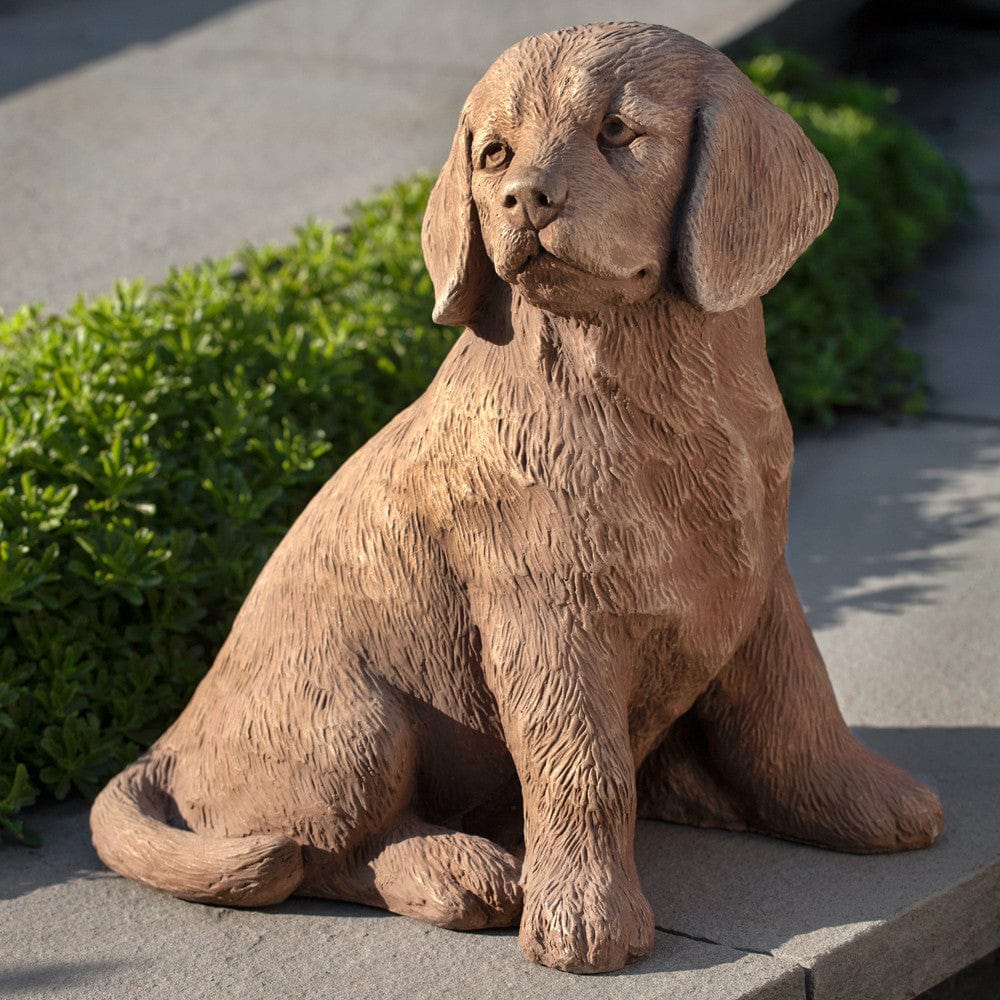 Golden Retriever Puppy Cast Stone Garden Statue -Statuary - Outdoor Art Pros